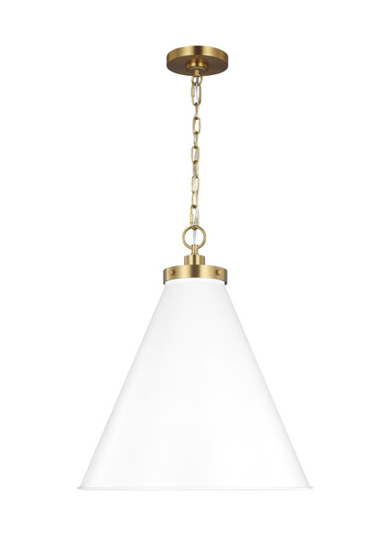 Visual Comfort Studio - CP1281MWTBBS - One Light Pendant - Wellfleet - Matte White and Burnished Brass