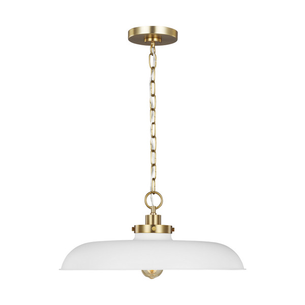 Visual Comfort Studio - CP1231MWTBBS - One Light Pendant - Wellfleet - Matte White and Burnished Brass