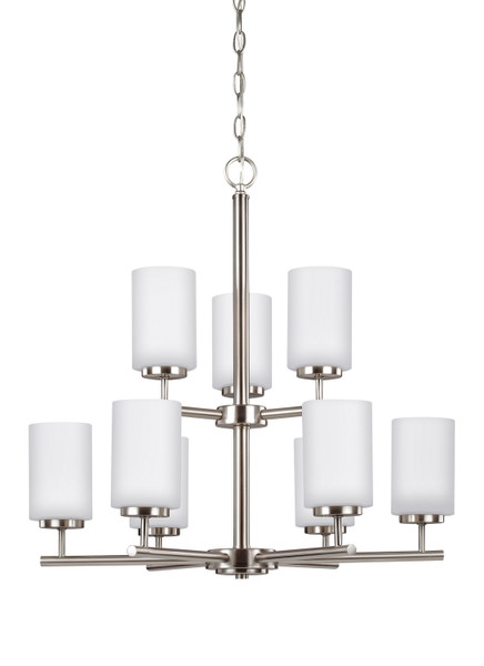 Generation Lighting. - 31162-962 - Nine Light Chandelier - Oslo - Brushed Nickel