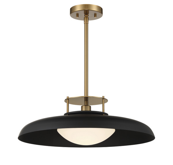 Savoy House - 7-1690-1-143 - One Light Pendant - Gavin - Matte Black with Warm Brass Accents