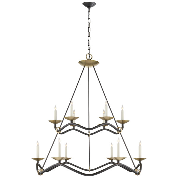 Visual Comfort Signature - S 5041AI - 12 Light Chandelier - Choros - Aged Iron