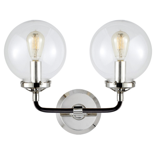 Visual Comfort Signature - S 2026PN/BLK-CG - Two Light Wall Sconce - Bistro - Polished Nickel and Black