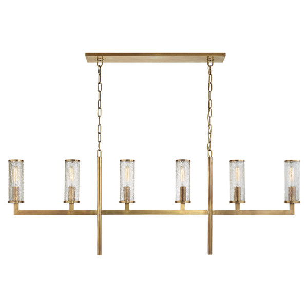 Visual Comfort Signature - KW 5203AB-CRG - Six Light Linear Chandelier - Liaison - Antique-Burnished Brass
