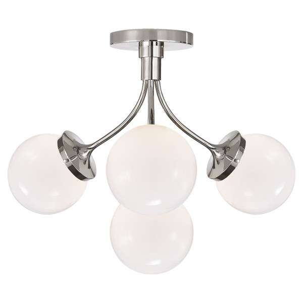 Visual Comfort Signature - KS 4407PN-WG - Four Light Semi Flush Mount - Prescott - Polished Nickel