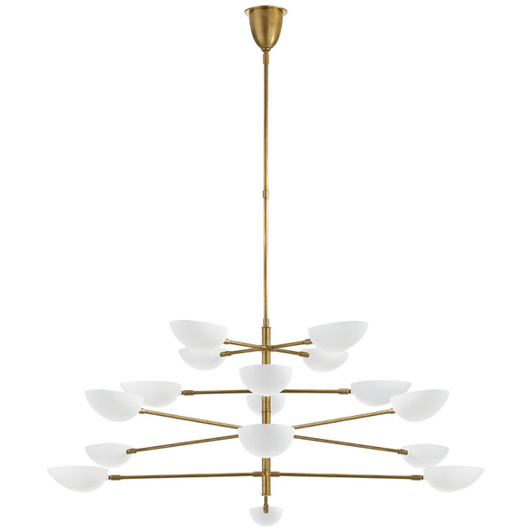 Visual Comfort Signature - ARN 5503HAB-WHT - 16 Light Chandelier - Graphic - Hand-Rubbed Antique Brass