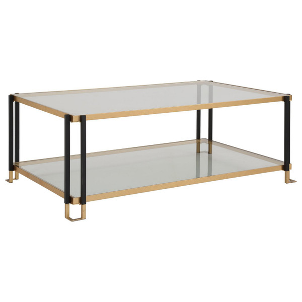 Uttermost - 24846 - Coffee Table - Kentmore - Matte Black And Gold Leaf