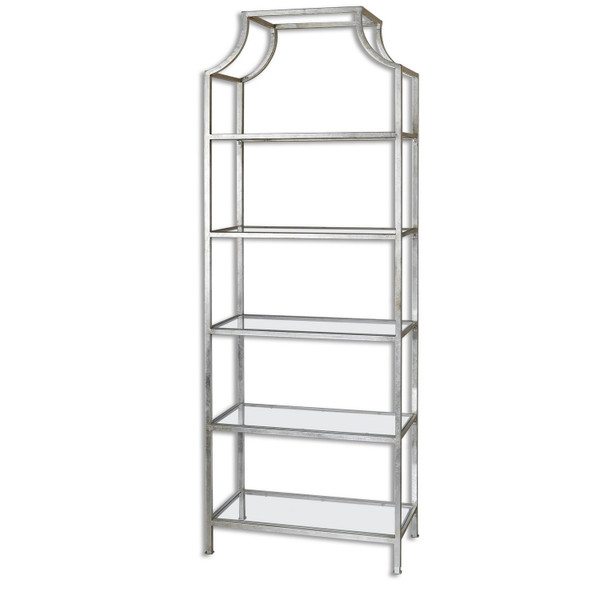 Uttermost - 24514 - Etagere - Aurelie - Silver Leafed Iron w/ Clear