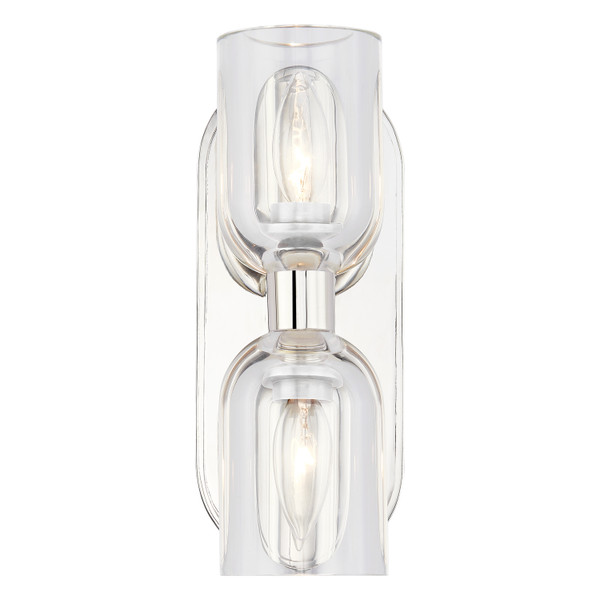 Alora - WV338902PNCC - Two Light Vanity - Lucian - Clear Crystal/Polished Nickel