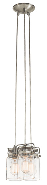 Kichler - 42869NI - Three Light Pendant - Brinley - Brushed Nickel