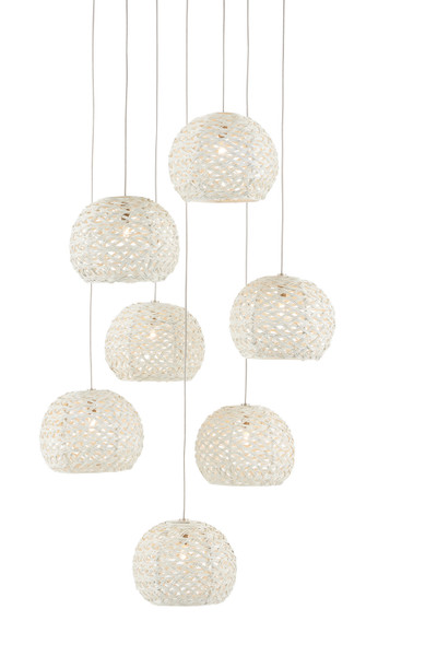 Currey and Company - 9000-0911 - Seven Light Pendant - Piero - Sugar White