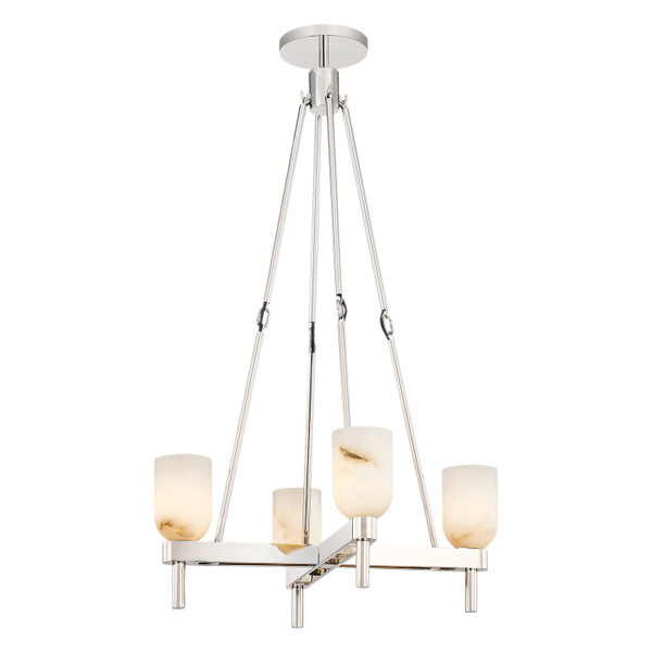 Alora - PD338422PNAR - Four Light Pendant - Lucian - Polished Nickel/Alabaster