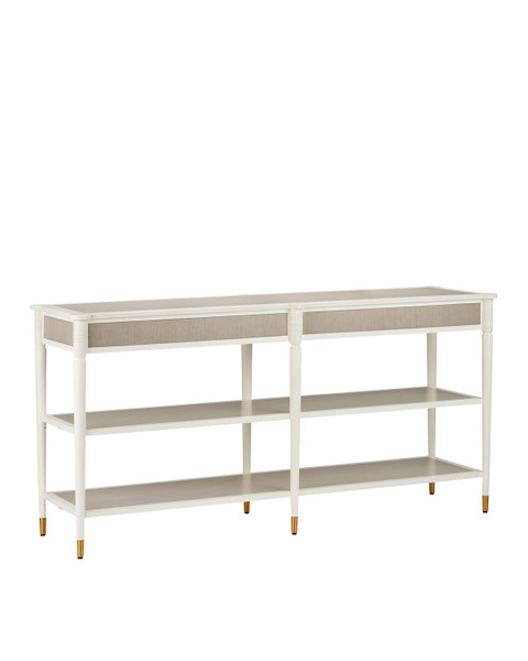 Currey and Company - 3000-0263 - Console Table - Aster - Off-White/Fog/Polished Brass