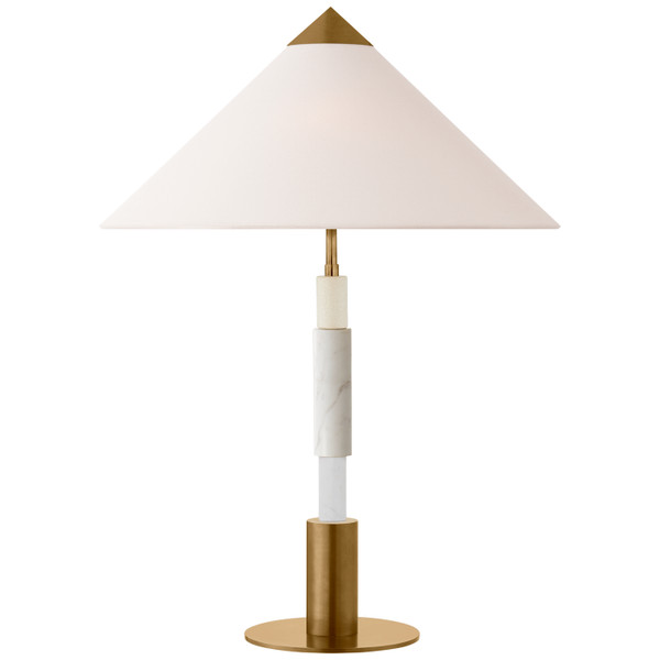 Visual Comfort Signature - KW 3607AB/WM-L - LED Table Lamp - Mira - Antique-Burnished Brass And White Marble