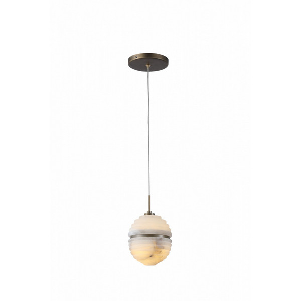 Avenue Lighting - HF2902-AB - One Light Pendant - Sedona - Alabaster / Aged Brass