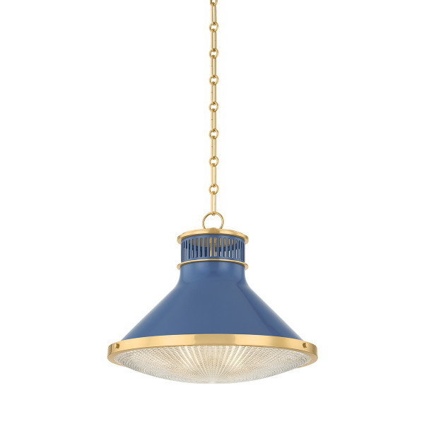 Hudson Valley - MDS2405-AGB/FBL - One Light Pendant - Highclere - Aged Brass/Soft French Blue