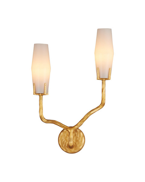 Currey and Company - 5000-0284 - Two Light Wall Sconce - Mathilda - White/Matte Gold