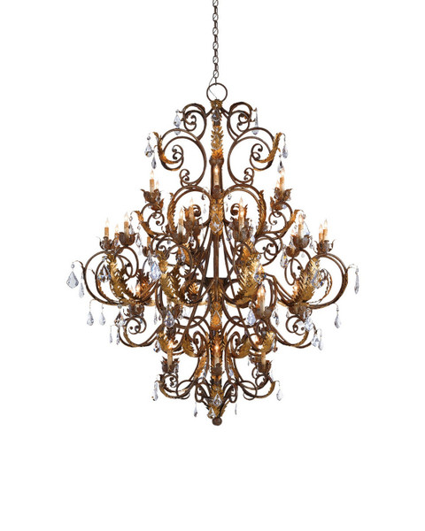 Currey and Company - 9530 - 39 Light Chandelier - Innsbruck Gold Chandelier - Venetian/Gold Leaf