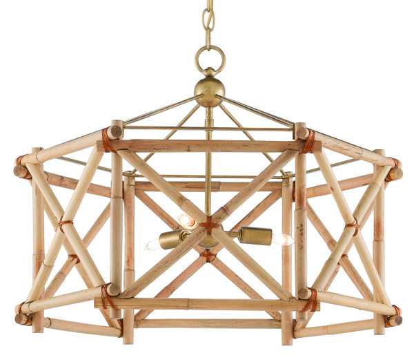 Currey and Company - 9000-0552 - Three Light Lantern - Kingali Collection - Natural/New Brass