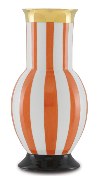 Currey and Company - 1200-0387 - Vase - De Luca Collection - Orange/White/Gold/Black