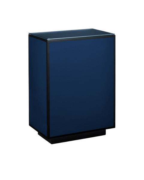 Currey and Company - 3000-0314 - Side Table - Lacquer - Navy/Black/Clear