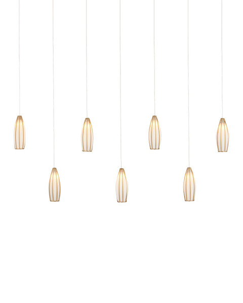 Currey and Company - 9000-1192 - Seven Light Pendant - Parish - White/Antique Brass/Silver