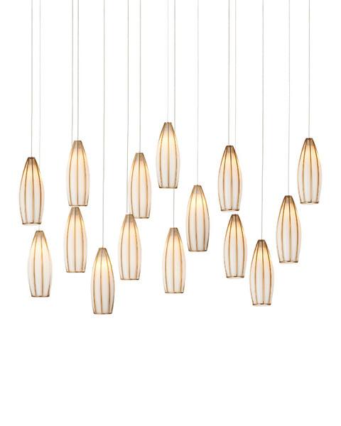 Currey and Company - 9000-1189 - 15 Light Pendant - Parish - White/Antique Brass/Silver