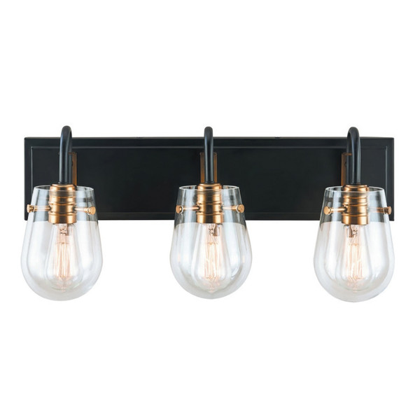 Varaluz - V68041BKAGB - Three Light Bath Vanity - Bromyard - Matte Black / Aged Brass