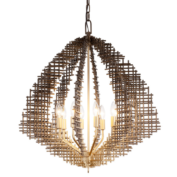 Varaluz - 559P08DBFG - Eight Light Pendant - Construct - Dark Bronze / French Gold