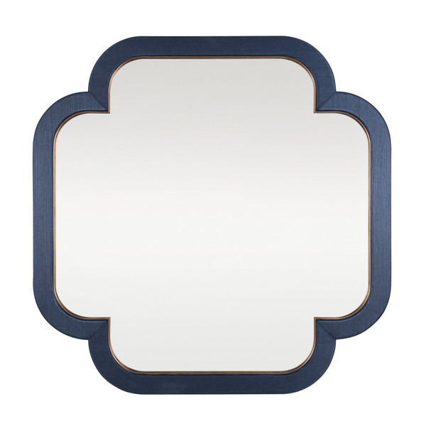 Varaluz - 455MI36A - Wall Mirror - Swiss - Dark Blue Grasscloth/Weathered Brass