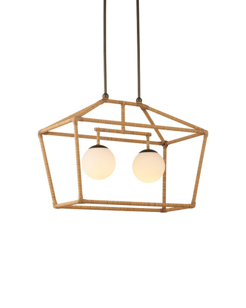 Currey and Company - 9500-0030 - Two Light Outdoor Lantern - Denison - Natural / Bronze / Frosted White