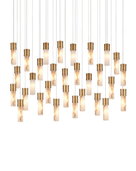Currey and Company - 9000-1384 - 30 Light Pendant - Cannula - Vintage Brass/White/Silver