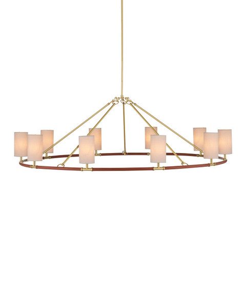 Currey and Company - 9000-1350 - Ten Light Chandelier - Ellerston - Saddle Brown/Brushed Brass
