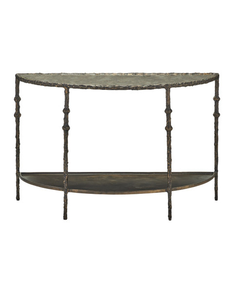 Currey and Company - 4000-0285 - Console Table - Spalzato - Aged Brass / Antique Glass