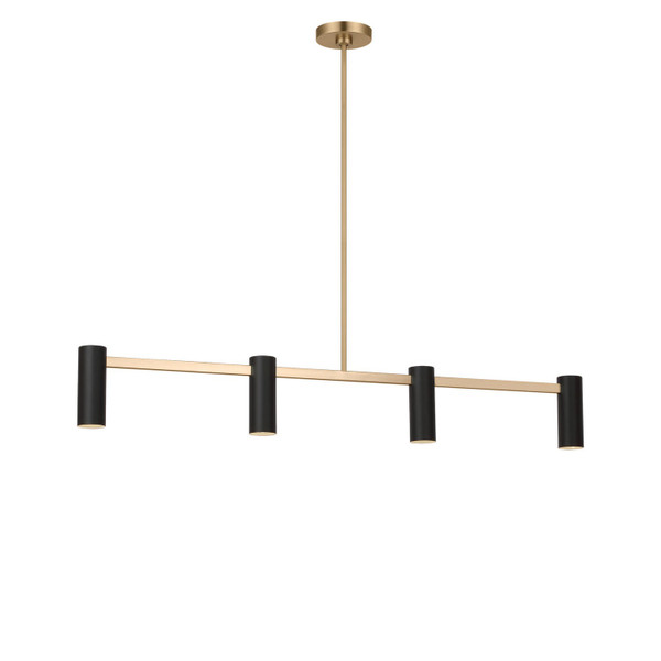 Generation Lighting - GLC2074SBE - Four Light Linear Chandelier - Zentro - Satin Brass