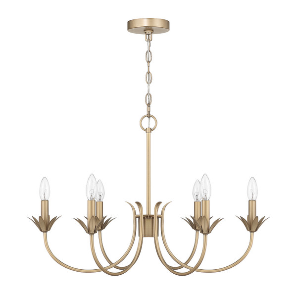 Hunter - 13261 - Six Light Chandelier - Junie Bud - Luxe Gold