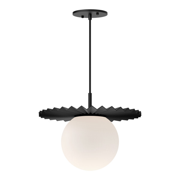Alora - PD501214MBOP - One Light Pendant - Plume - Matte Black/Opal Matte Glass