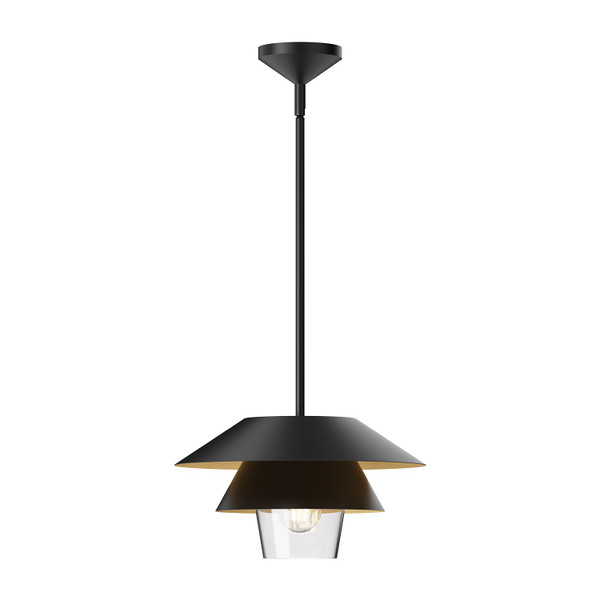 Alora - PD475113MBCL - One Light Pendant - Tetsu - Matte Black/Clear Glass