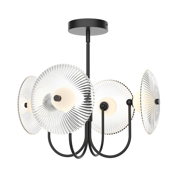 Alora - PD417904MBCR-UNV - LED Pendant - Hera - Matte Black/Clear Ribbed Glass