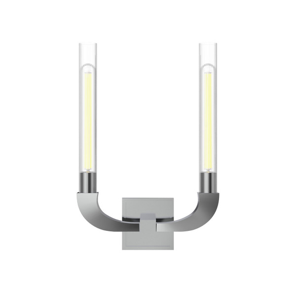 Alora - WV316002PNCR - Two Light Bathroom Fixture - Flute - Polished Nickel/Ribbed Glass