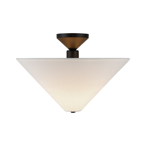 Alora - SF497016MBWL - One Light Semi-Flush Mount - Bridgette - Matte Black/White Linen