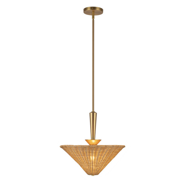 Alora - PD497016BGRA - One Light Pendant - Bridgette - Brushed Gold/Rattan