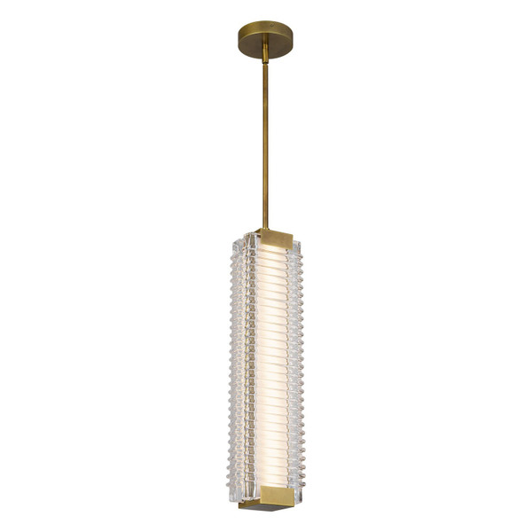 Alora - PD374624VBCR-UNV - LED Pendant - Alai - Vintage Brass/Ribbed Glass