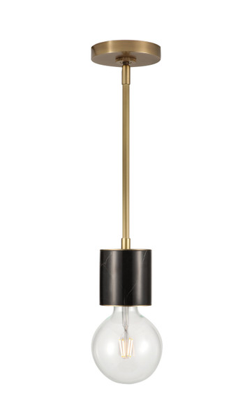 Alora - PD308001VBBM - One Light Mini Pendant - Rocco - Black Marble/Vintage Brass