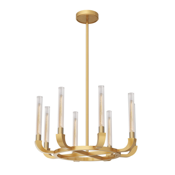 Alora - CH316708VBCR - Eight Light Chandelier - Flute - Ribbed Glass/Vintage Brass