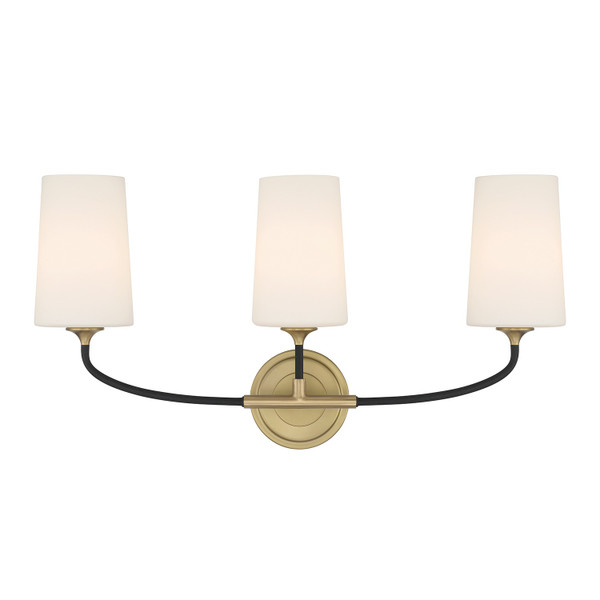 Crystorama - NIL-70013-BF-MG - Three Light Bath - Niles - Black Forged + Modern Gold