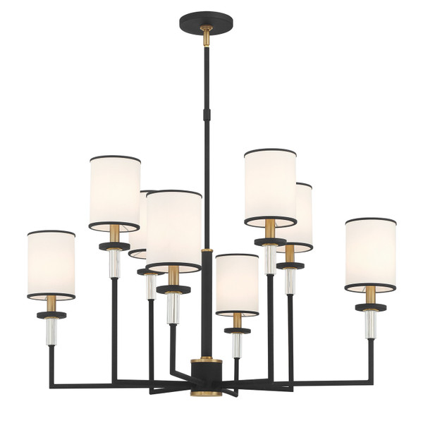 Crystorama - HAT-478-BF-VG - Eight Light Chandelier - Hatfield - Black Forged + Vibrant Gold