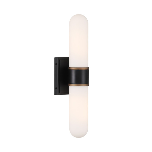 Crystorama - CAP-8512-MK-TG - LED Wall Sconce - Capsule - Matte Black + Textured Gold