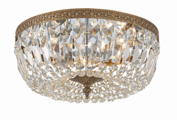 Crystorama - 714-OB-CL-MWP - Three Light Flush Mount - Waltham - Olde Brass