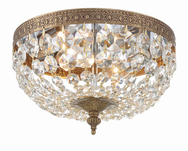 Crystorama - 710-OB-CL-SAQ - Two Light Flush Mount - Waltham - Olde Brass