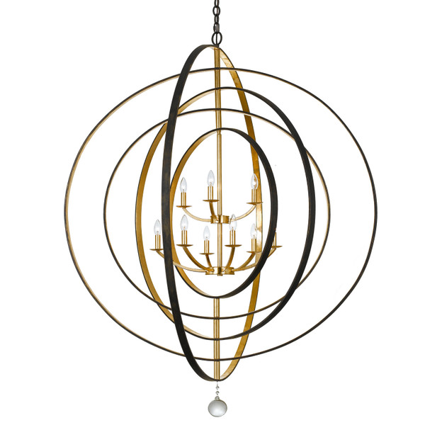 Crystorama - 587-EB-GA - Nine Light Chandelier - Luna - English Bronze + Antique Gold